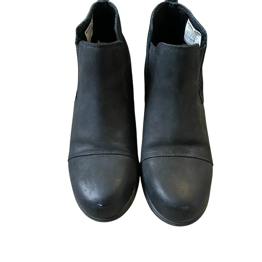 Sorel Joan of Arctic Wedge III Chelsea Boots Size 7 EU 38 Black Leather Comfort